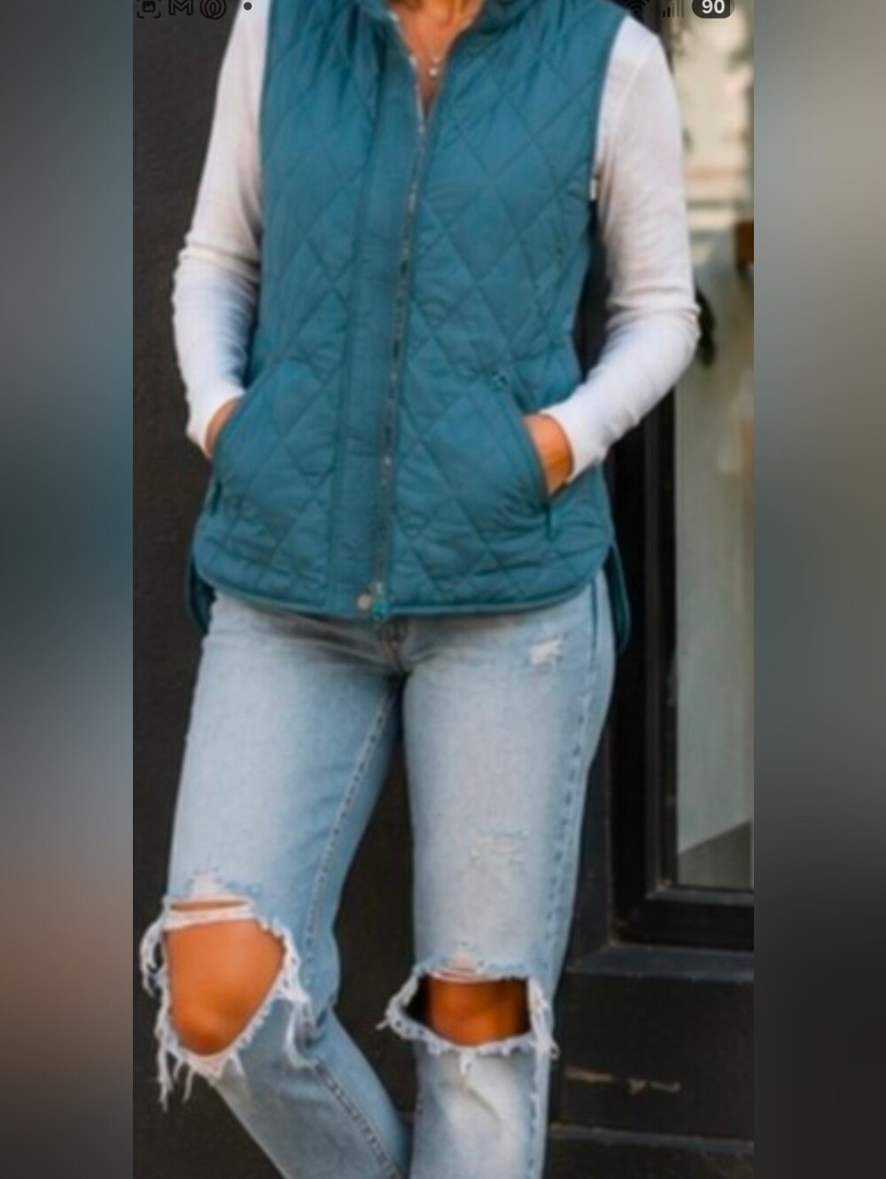 Splendid Collection Women’s XS Quilted Vest Blue Teal Zip Utility Equestrian